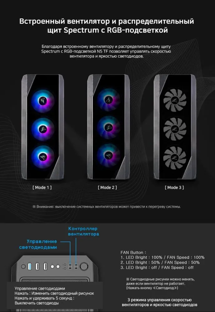 Корпус Zalman N5 TF черный без БП ATX 5x120mm 2xUSB2.0 1xUSB3.0 audio bott PSU - фото 2