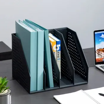 Лоток вертикальный Deli 78996DK-GREY 4отд. складной A4 332x256x243мм темно-серый пластик - фото 6