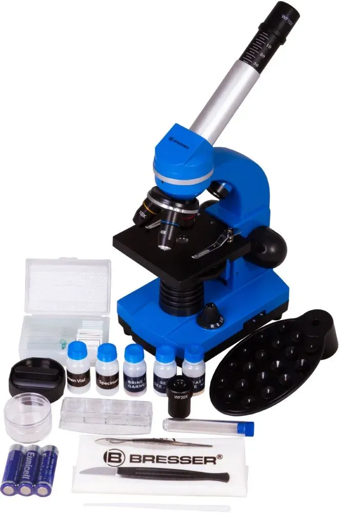 Микроскоп Bresser Junior Biolux SEL монокуляр 40-1600x на 3 объектива синий - фото 2