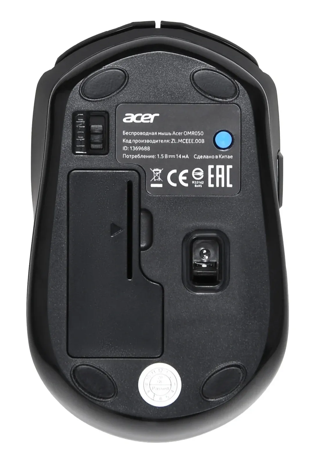 Мышь Acer OMR050 черный оптическая 1600dpi беспров. BT/Radio USB 6but ZL.MCEEE.00B - фото 2