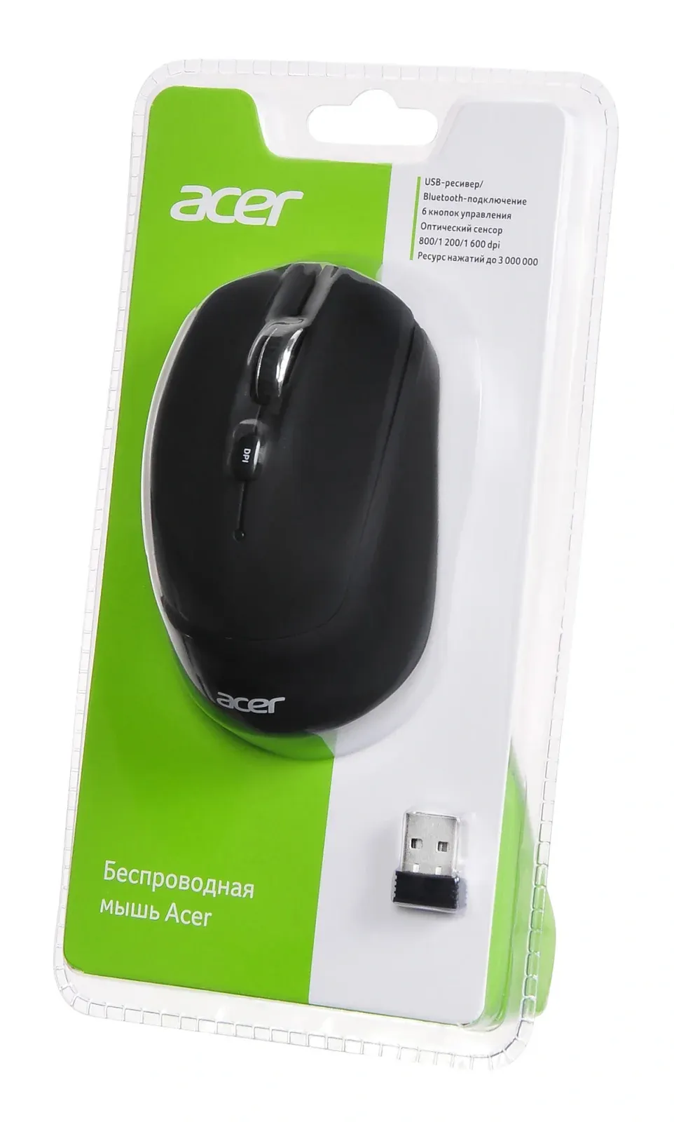 Мышь Acer OMR050 черный оптическая 1600dpi беспров. BT/Radio USB 6but ZL.MCEEE.00B - фото 8
