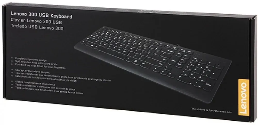 Клавиатура Lenovo 300 черный USB для ноутбука GX30M39684 кабель 1.8м