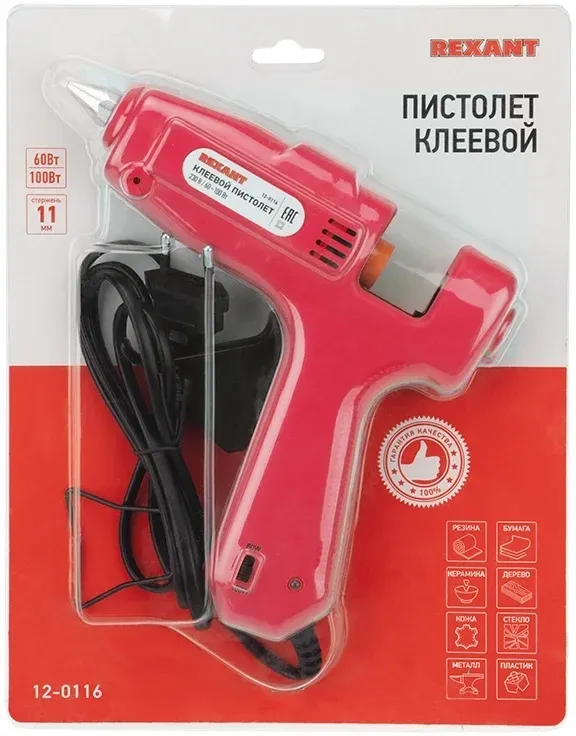 Клеевой пистолет Rexant 12-0116 100Вт 15.5гр/мин стерж.:11мм - фото 3