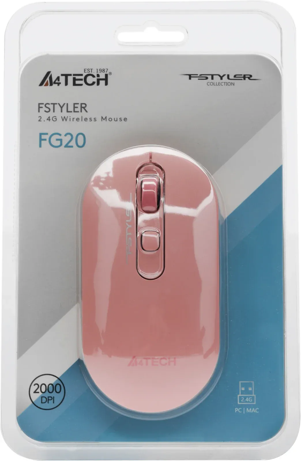 Мышь A4Tech Fstyler FG20 розовый оптическая 2000dpi беспров. USB для ноутбука 4but FG20 PINK - фото 5