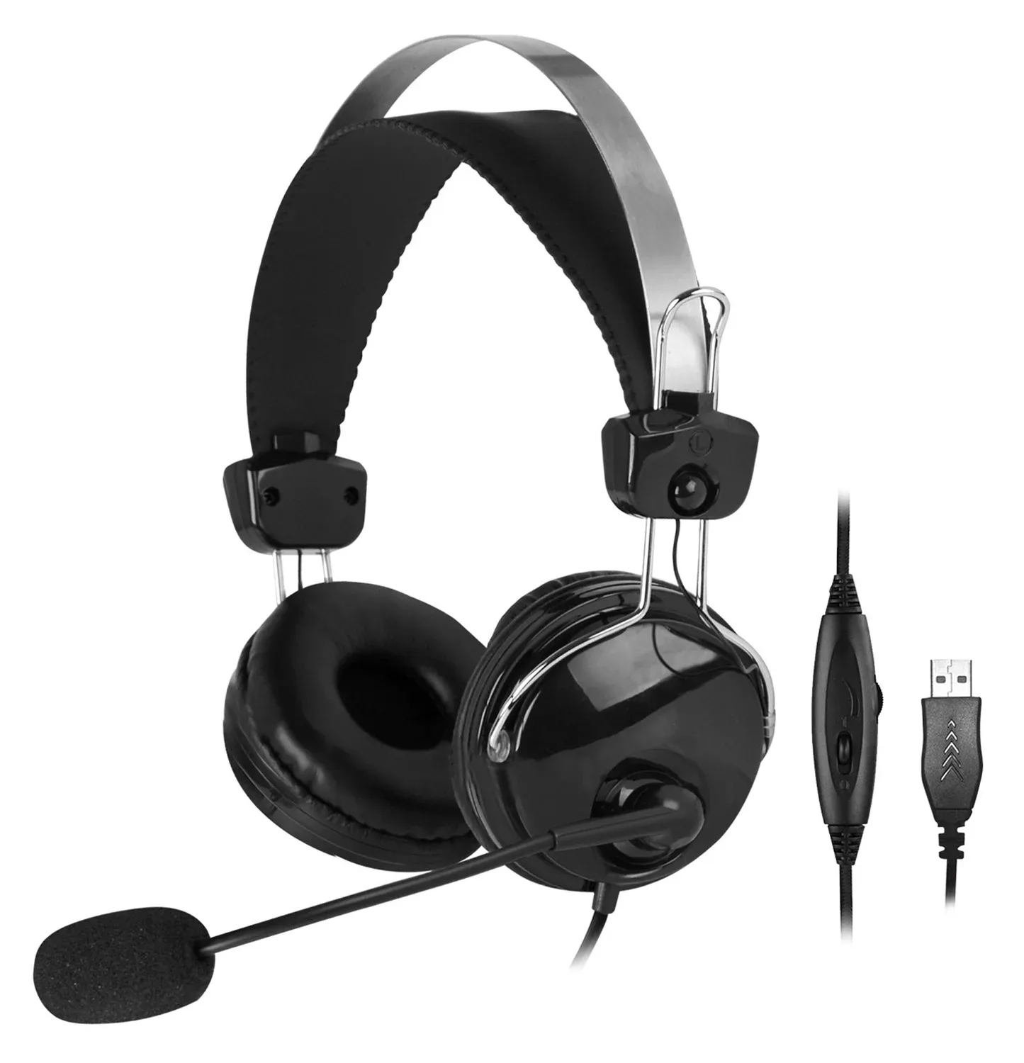 Гарнитуры наушники с микрофоном A4TECH HU-7P черный - фото 1