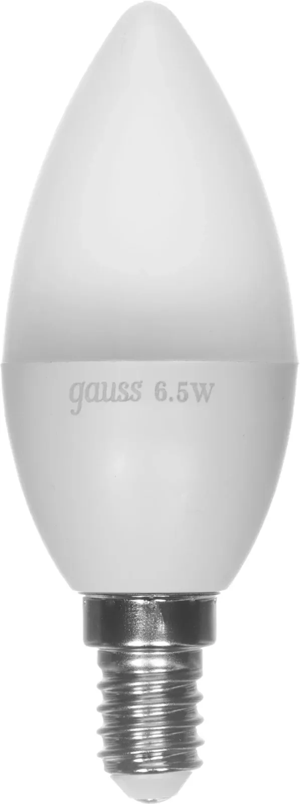 Лампа светодиодная Gauss 6.5Вт цок.:E14 свеча 220B св.свеч.бел.теп. 35-C упак.:1шт 103101107 - фото 1
