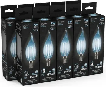 Лампа филам. Gauss Filament 7Вт цок.:E14 свеча 220B св.свеч.бел.нейт. CF35 упак.:1шт 104801207 - фото 6