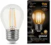 Лампа филам. Gauss Filament 9Вт цок.:E27 шар 220B св.свеч.бел.теп. P45 упак.:1шт 105802109 - фото 3