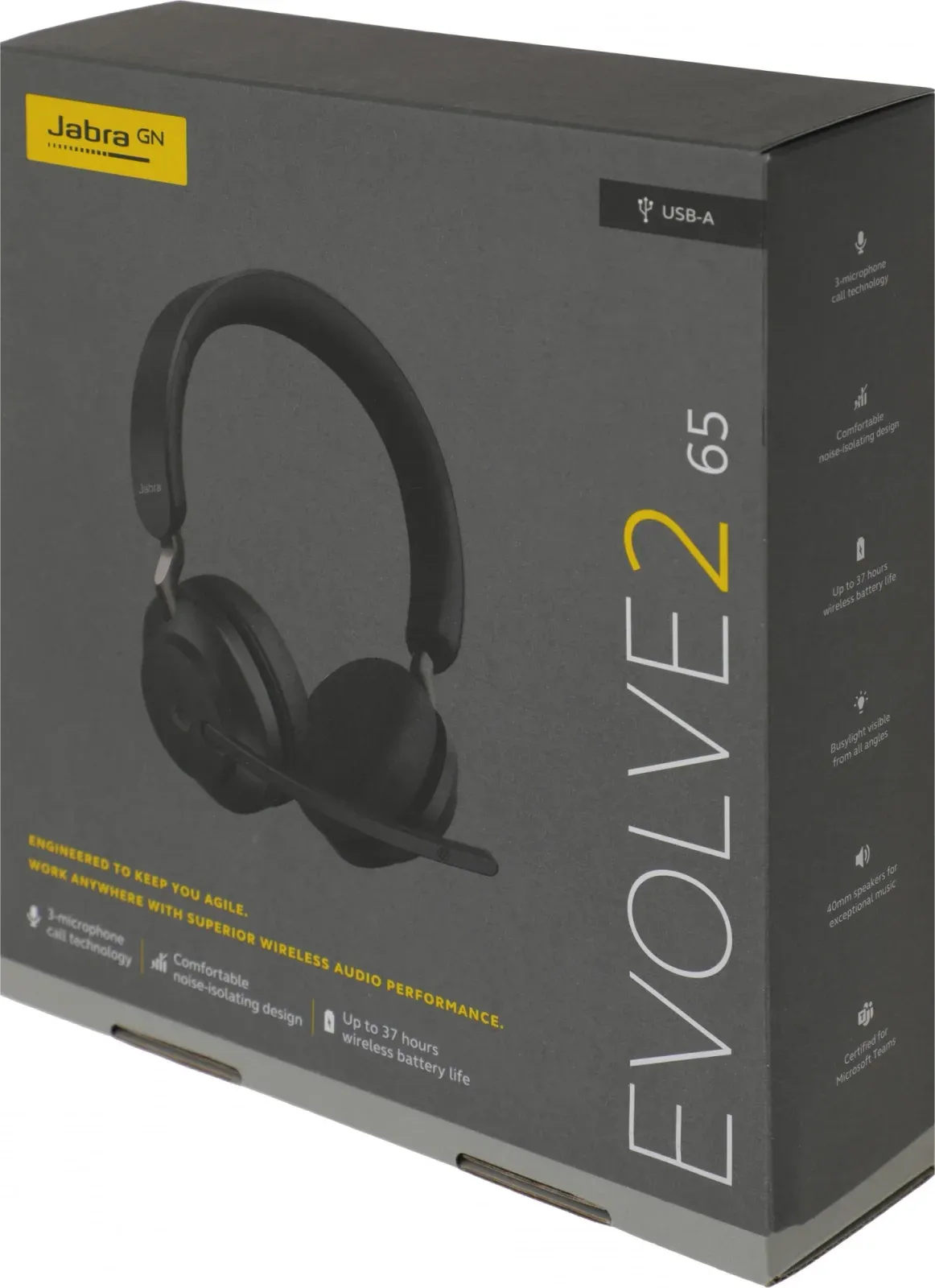 Гарнитуры наушники с микрофоном JABRA Evolve2 65 Link380a MS черный - фото 1