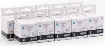 Лампа светодиодная Gauss Elementary MR16 7Вт цок.:GU10 спот 220B св.свеч.бел.нейт. MR16 упак.:10шт 13627 - фото 4