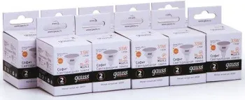 Лампа светодиодная Gauss Elementary MR16 3.5Вт цок.:GU5.3 спот 220B св.свеч.бел.теп. упак.:10шт 13514 - фото 4