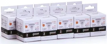 Лампа светодиодная Gauss Elementary MR16 5.5Вт цок.:GU5.3 спот 220B св.свеч.бел.теп. упак.:10шт 13516 - фото 4