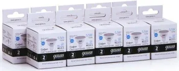 Лампа светодиодная Gauss Elementary MR16 5.5Вт цок.:GU5.3 спот 220B св.свеч.бел.нейт. упак.:10шт 13526 - фото 4