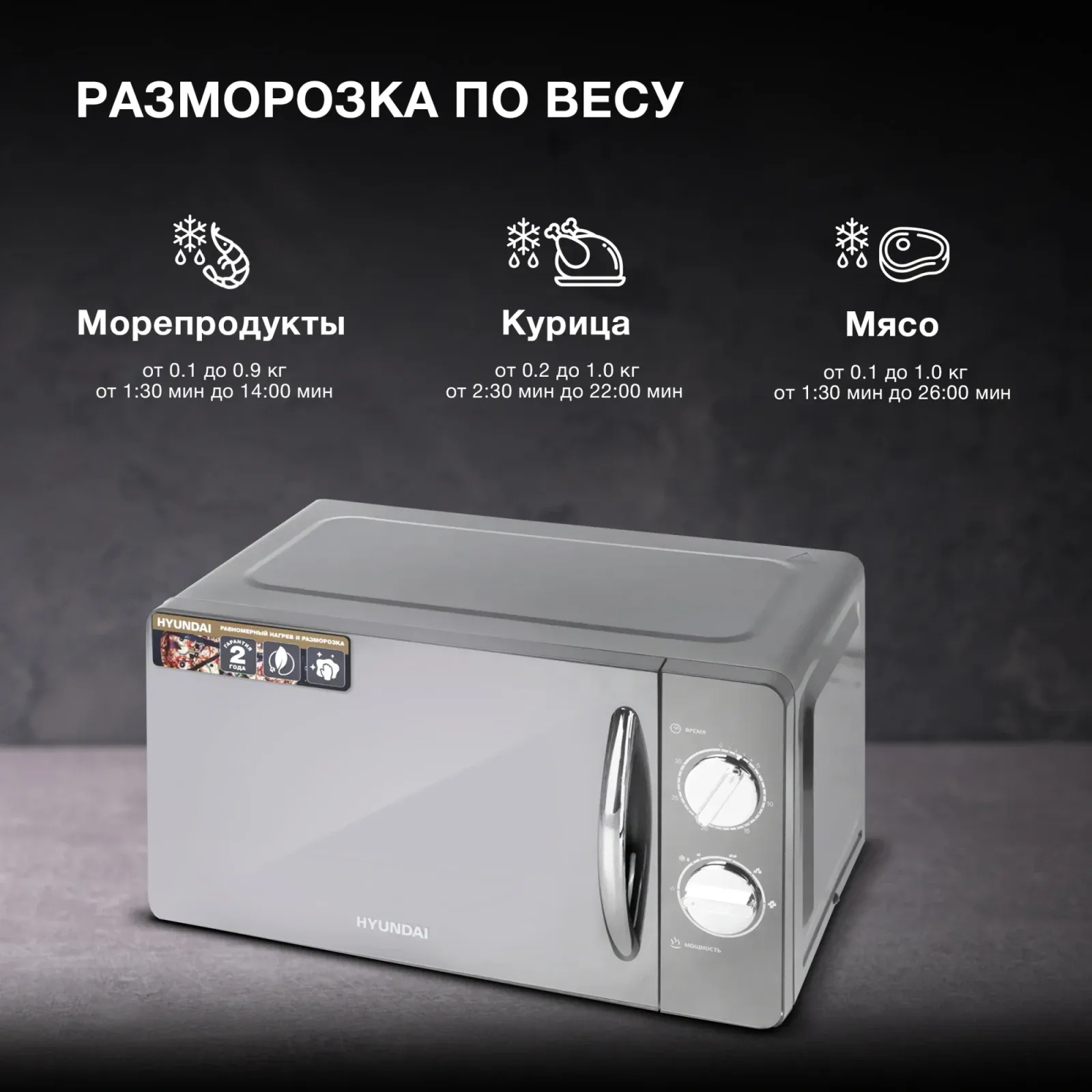 Микроволновая Печь Hyundai HYM-M2007 20л. 700Вт черный/хром, 20 л - фото 6