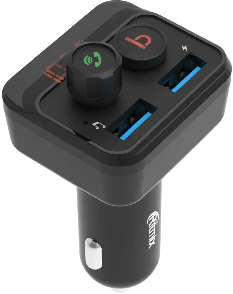 Автомобильный FM-модулятор Ritmix FMT-B100 черный MicroSD BT USB 80000554 - фото 2