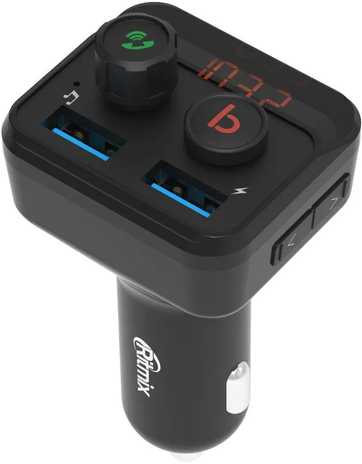 Автомобильный FM-модулятор Ritmix FMT-B100 черный MicroSD BT USB 80000554 - фото 5