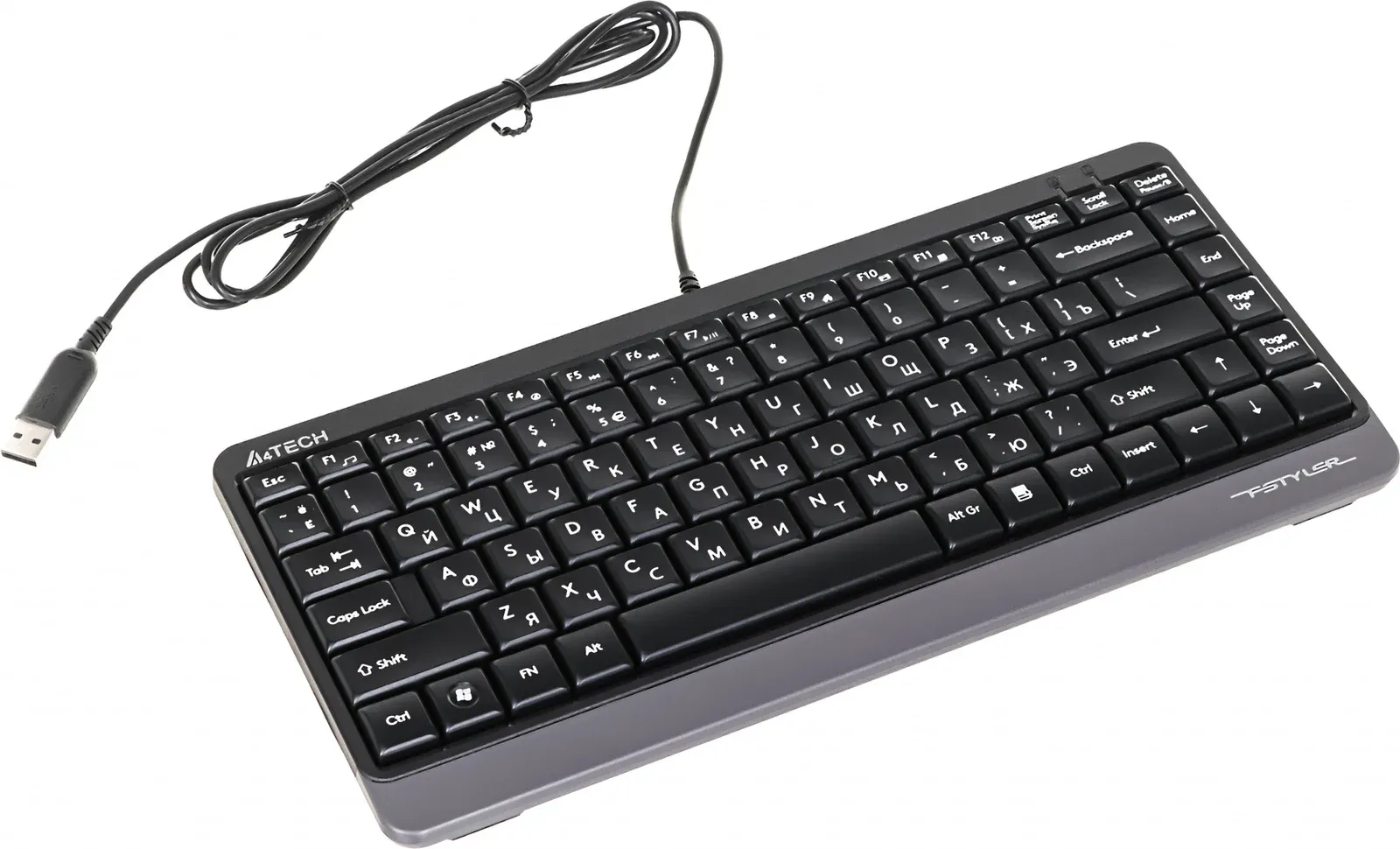 Клавиатура A4Tech FK11 черный USB slim FK11 USB GREY кабель 1.5м - фото 2