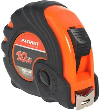 Рулетка строительная Patriot MTP-10 дл.полотна 10м изм.шкала в см зацеп простой черный/оранжевый 350005010 - фото 2