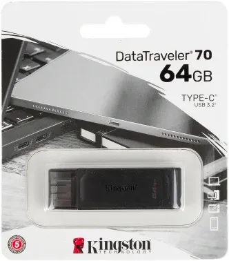 Флеш Диск Kingston 64GB DataTraveler 70 Type-C DT70/64GB USB3.0 черный, 64 ГБ - фото 5