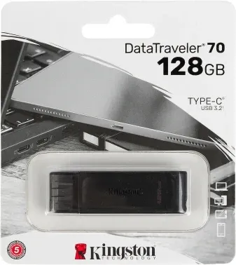 Флеш Диск Kingston 128GB DataTraveler 70 Type-C DT70/128GB USB3.0 черный, 128 ГБ - фото 5