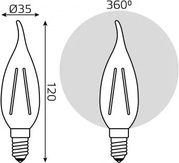 Лампа филам. Gauss Filament 5Вт цок.:E14 свеча 220B св.свеч.бел.нейт. упак.:1шт 104801805 - фото 6