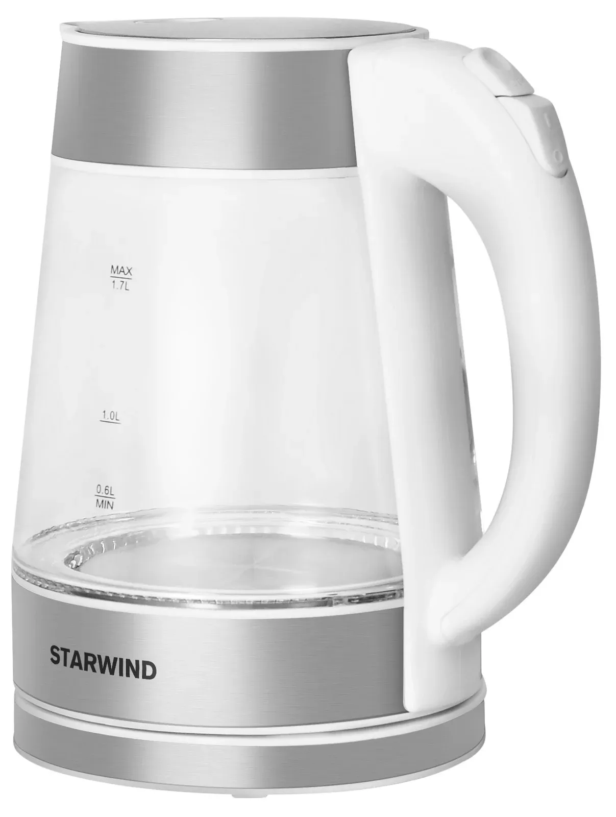 Чайник электрический Starwind SKG2011 1.7л. 2200Вт белый/серебристый корпус: стекло/металл/пластик - фото 4