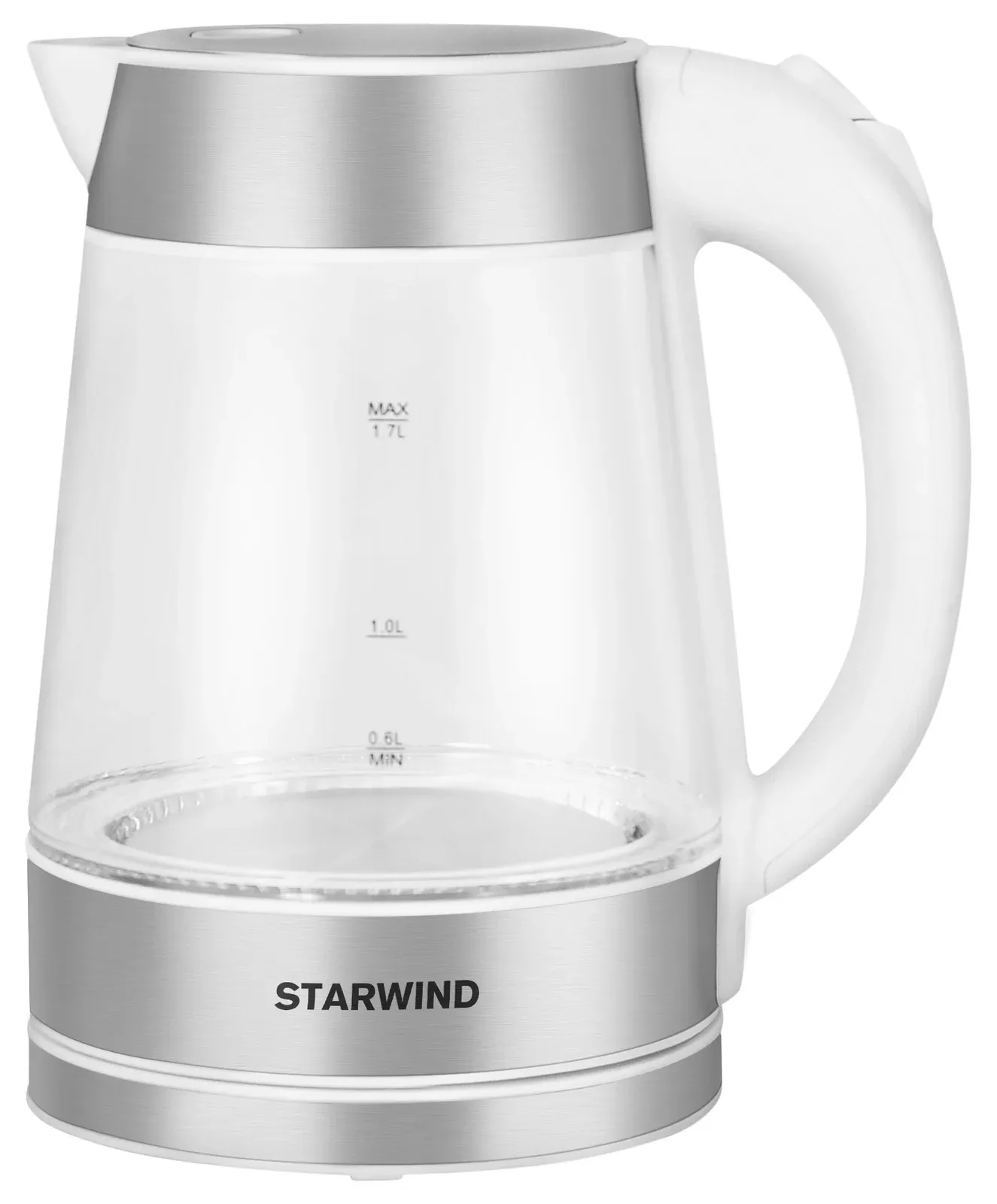 Чайник электрический Starwind SKG2011 1.7л. 2200Вт белый/серебристый корпус: стекло/металл/пластик - фото 5