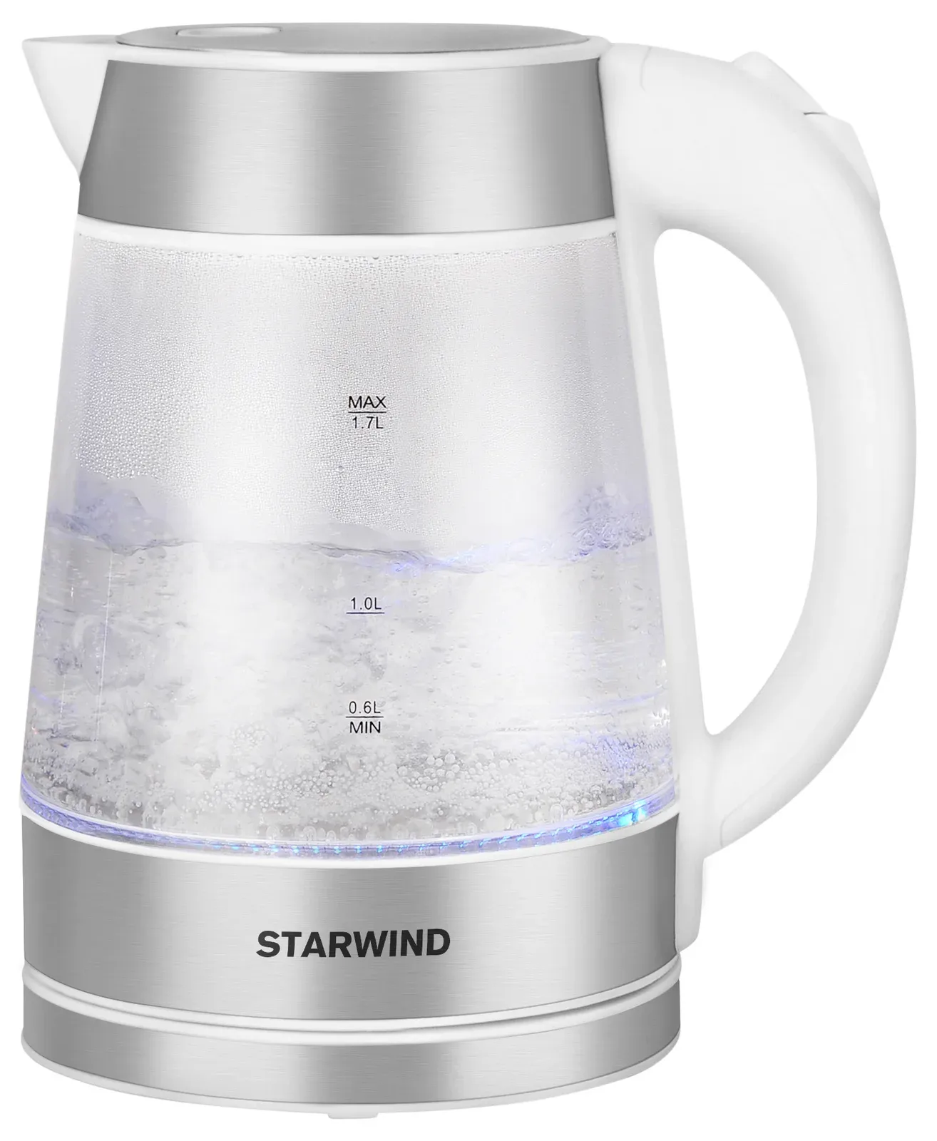 Чайник электрический Starwind SKG2011 1.7л. 2200Вт белый/серебристый корпус: стекло/металл/пластик - фото 7