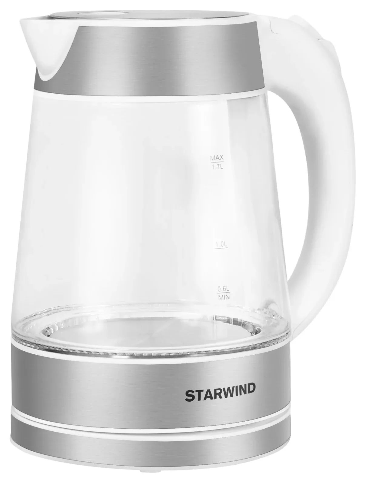 Чайник электрический Starwind SKG2011 1.7л. 2200Вт белый/серебристый корпус: стекло/металл/пластик - фото 8