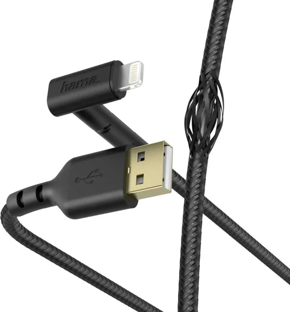Кабель Hama 00187212 USB m-Lightning m 1.5м черный - фото 1