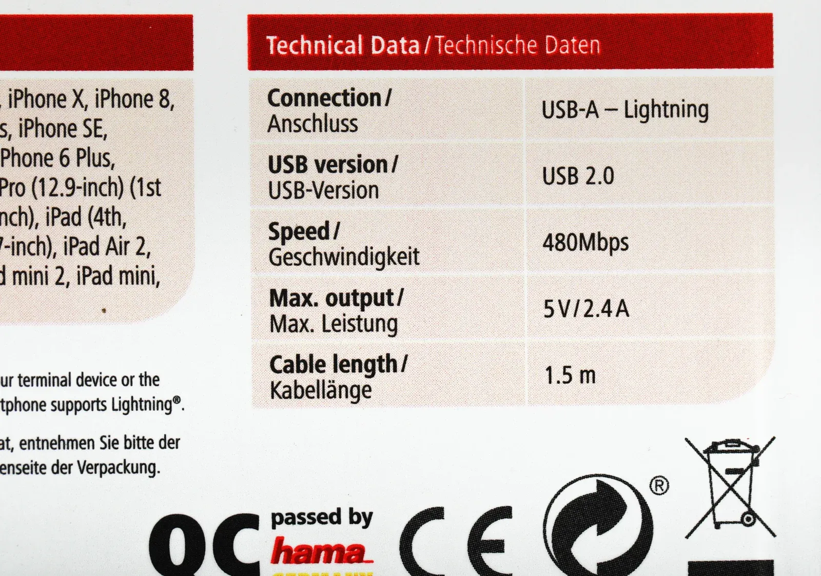 Кабель Hama 00187212 USB m-Lightning m 1.5м черный - фото 7