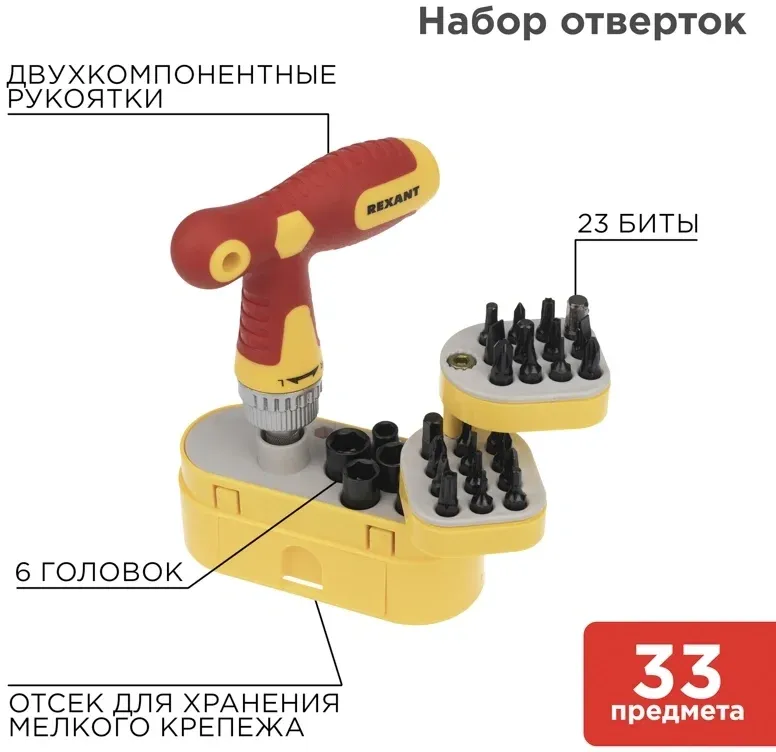 Набор отверток Rexant 12-4776 в компл.:33 предмета - фото 2