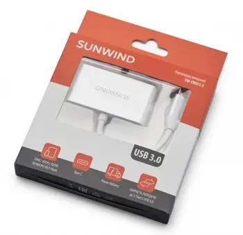 Устройство чтения карт памяти USB Type-C SunWind SW-CR051-S серебристый - фото 7