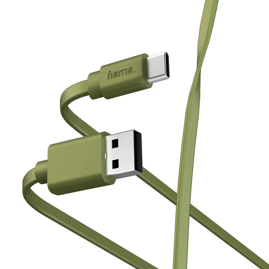 Кабель Hama 00187231 USB m-USB Type-C m 1м зеленый плоский - фото 1