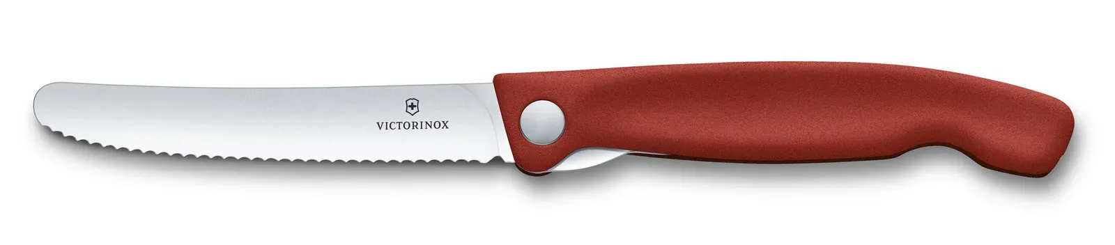 Нож кухонный Victorinox Swiss Classic 6.7831.FB стальной столовый лезв.110мм серрейт. заточка красный блистер - фото 3