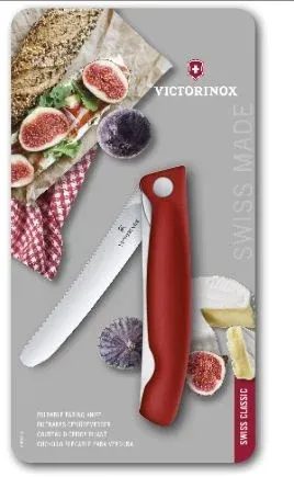Нож кухонный Victorinox Swiss Classic 6.7831.FB стальной столовый лезв.110мм серрейт. заточка красный блистер - фото 8