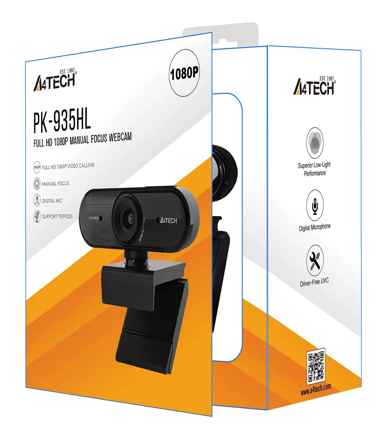 Камера Web A4Tech PK-935HL черный 2Mpix 1920x1080 USB2.0 с микрофоном - фото 3