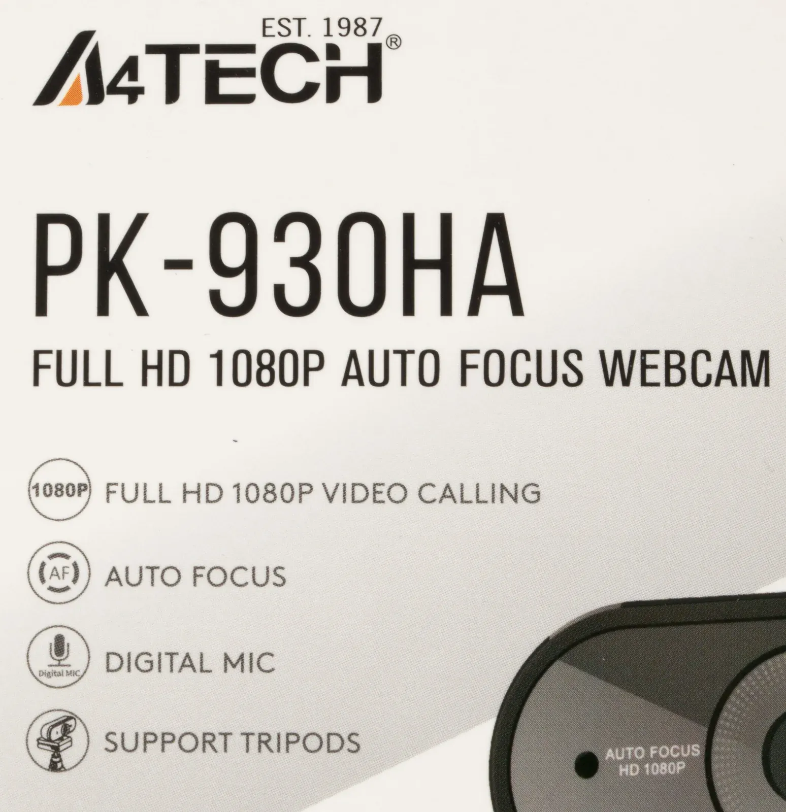 Камера Web A4Tech PK-930HA черный 2Mpix 1920x1080 USB2.0 с микрофоном - фото 3