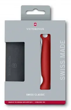 Нож кухонный Victorinox Swiss Classic 6.7191.F1 стальной столовый для овощей лезв.110мм серрейт. заточка красный/черный карт.коробка - фото 6