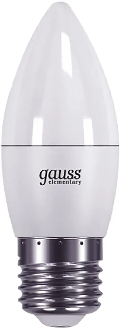 Лампа светодиодная Gauss Elementary 6Вт цок.:E27 свеча 220B св.свеч.бел.теп. C37 упак.:10шт 33216 - фото 3