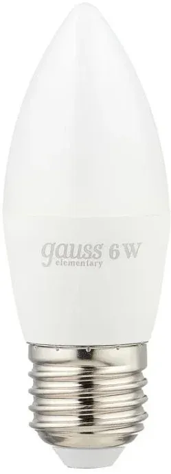 Лампа светодиодная Gauss Elementary 6Вт цок.:E27 свеча 220B св.свеч.бел.нейт. C37 упак.:10шт 33226 - фото 3
