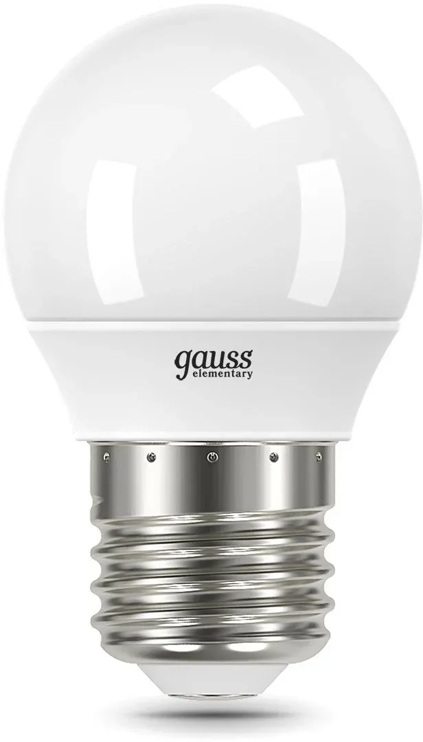 Лампа светодиодная Gauss Elementary 6Вт цок.:E27 шар 220B св.свеч.бел.хол. упак.:10шт 53236 - фото 2