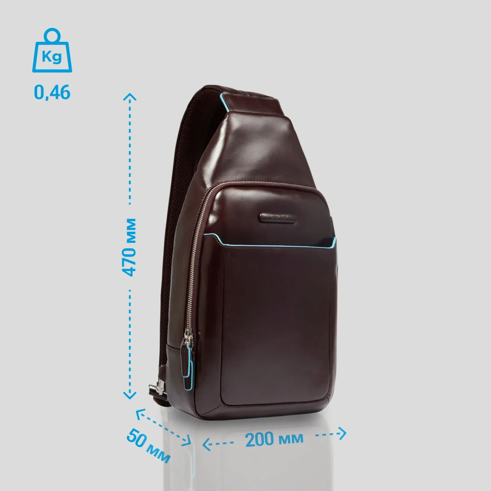 Рюкзак слинг мужской Piquadro Blue Square CA4827B2/MO коричневый натур.кожа - фото 7