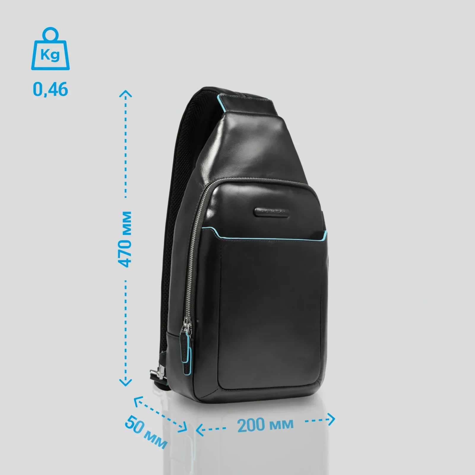 Рюкзак слинг мужской Piquadro Blue Square CA4827B2/N черный натур.кожа - фото 7
