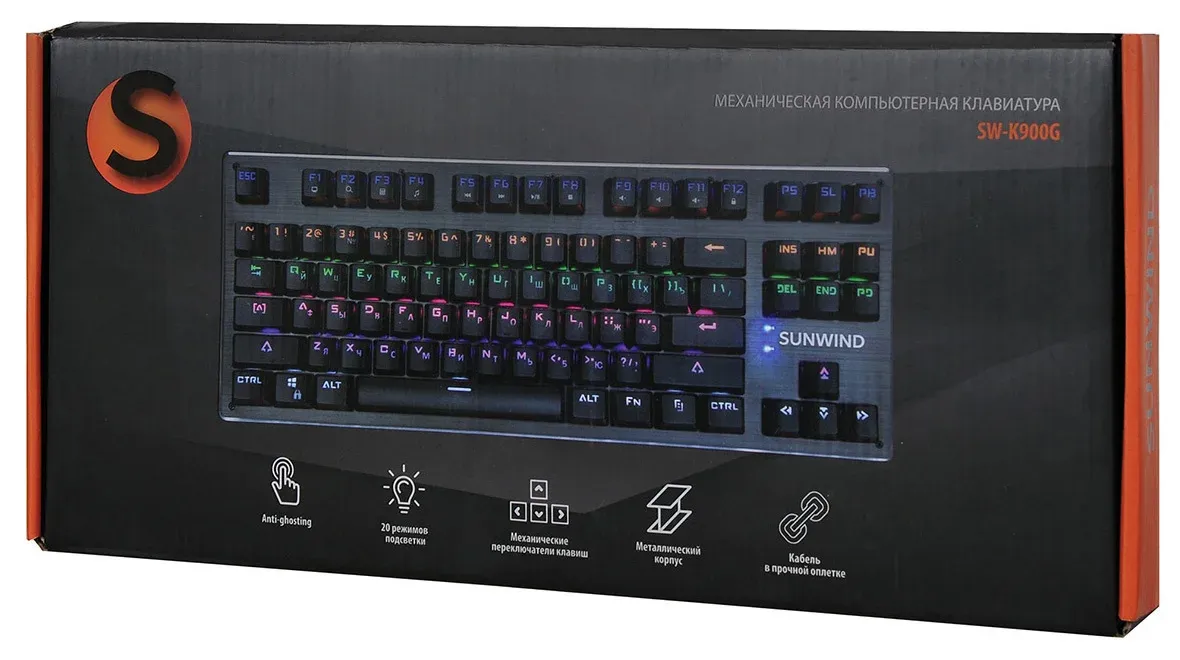 Клавиатура SunWind SW-K900G механическая черный USB Multimedia for gamer LED 1422332 кабель 1.8м - фото 7