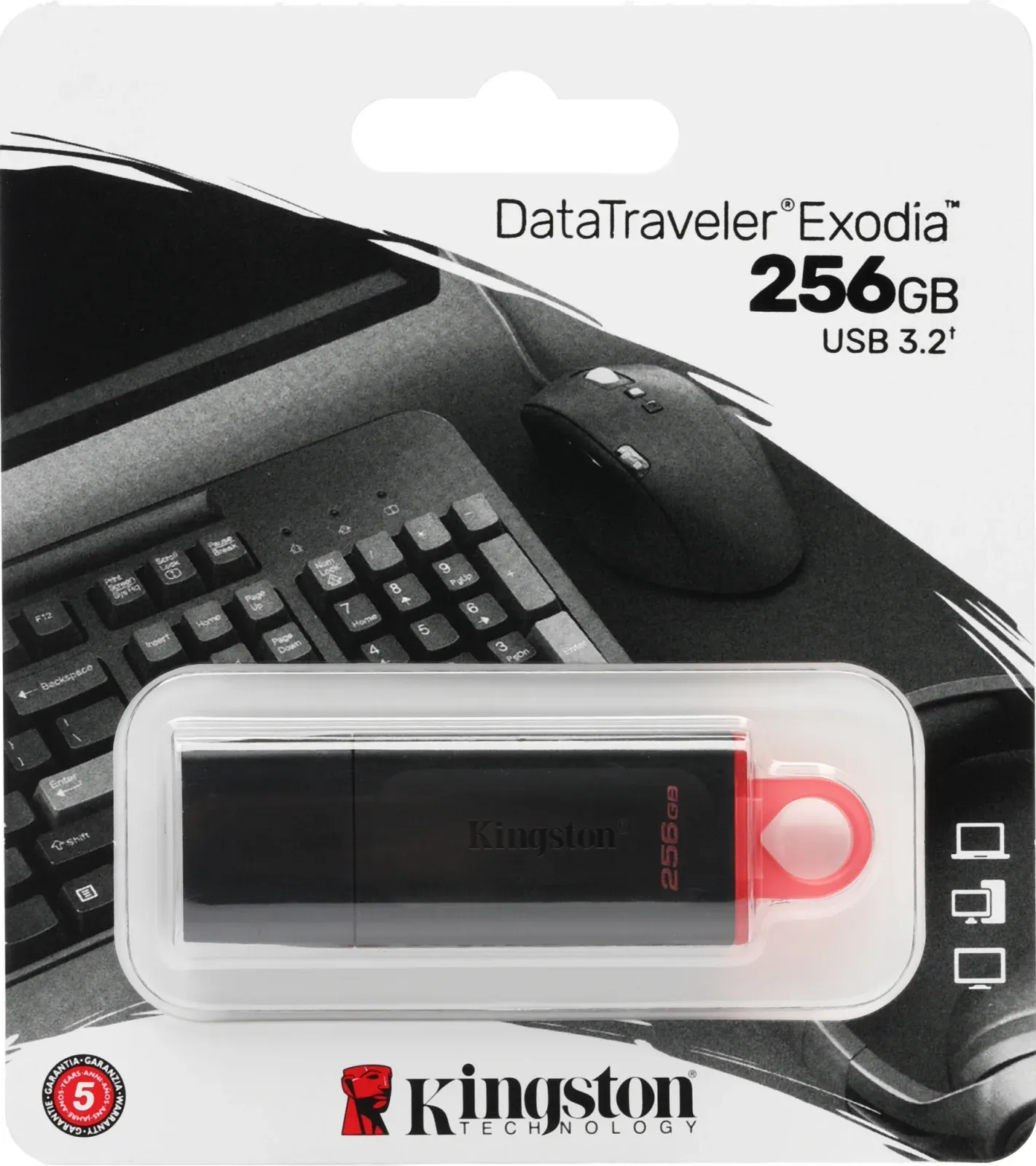 Флеш Диск Kingston 256Gb DataTraveler Exodia DTX/256GB USB3.0 черный/красный, 256 ГБ - фото 3