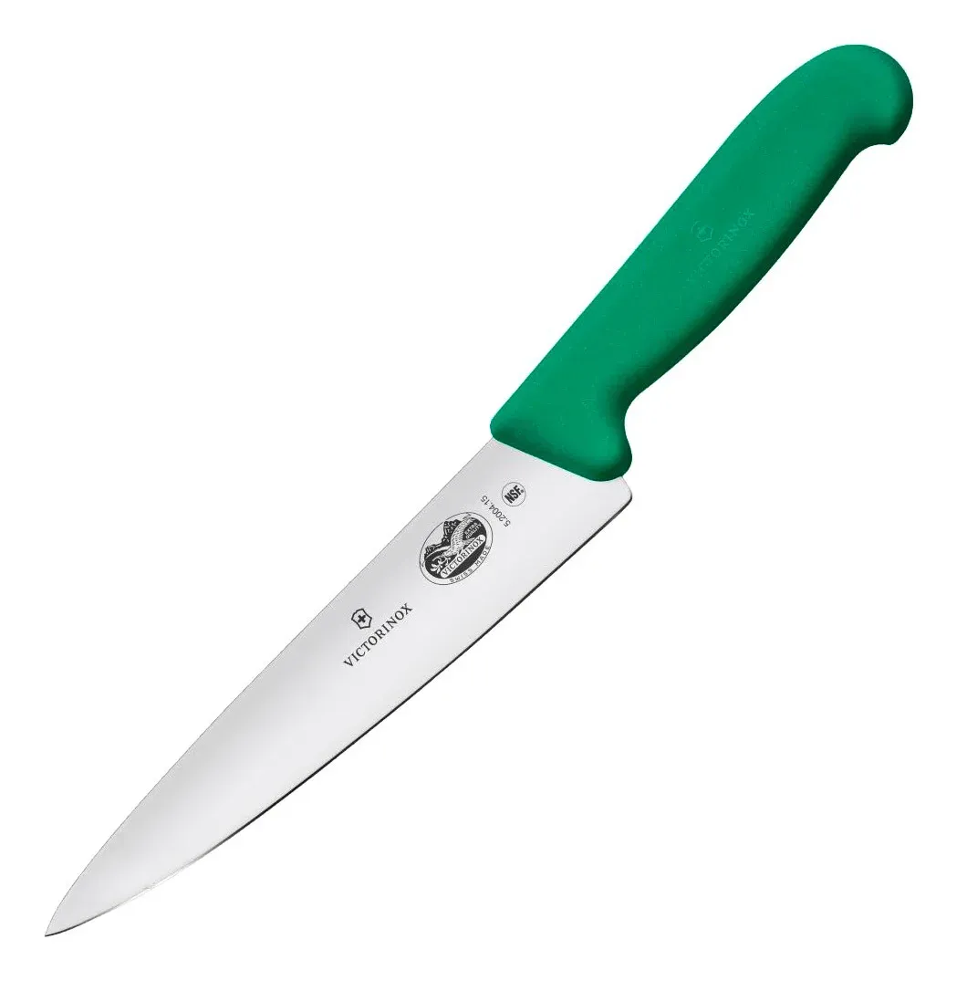 Нож кухонный Victorinox Fibrox 5.2004.15 стальной разделочный лезв.150мм прямая заточка зеленый - фото 3