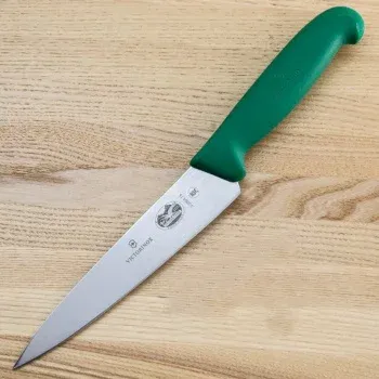 Нож кухонный Victorinox Fibrox 5.2004.15 стальной разделочный лезв.150мм прямая заточка зеленый - фото 6