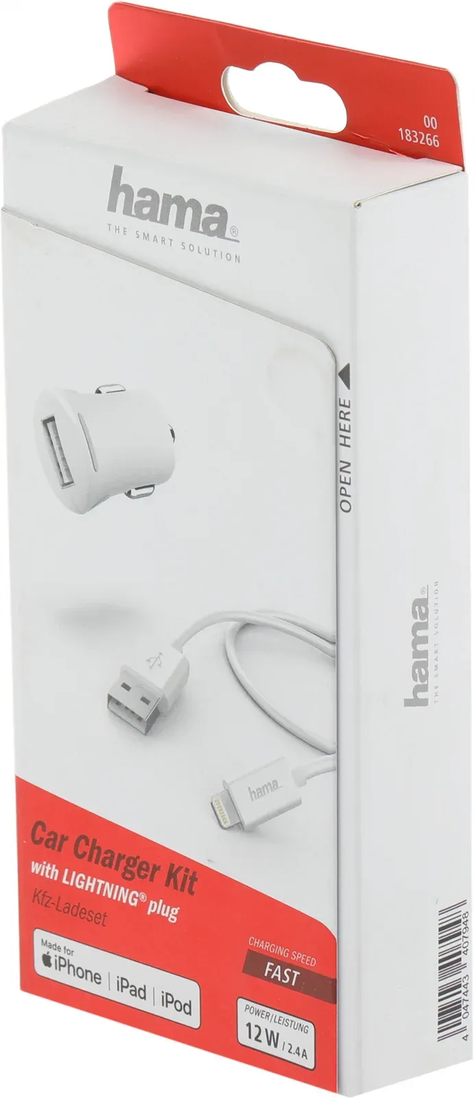 Автомобильное зар./устр. Hama H-183266 12W 2.4A USB для Apple белый 00183266
