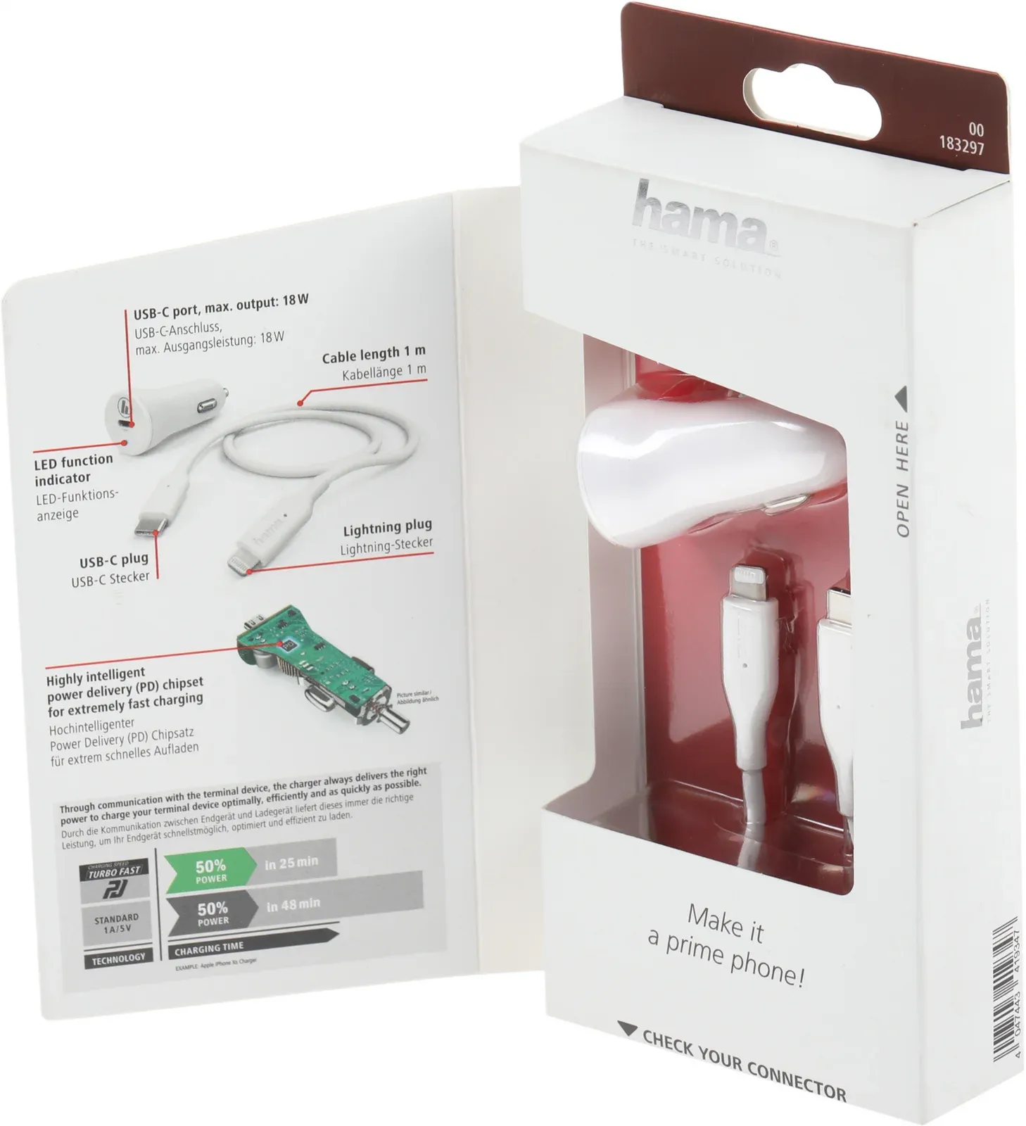 Автомобильное зар./устр. Hama H-183297 18W 3A PD USB Type-C для Apple белый 00183297 - фото 5